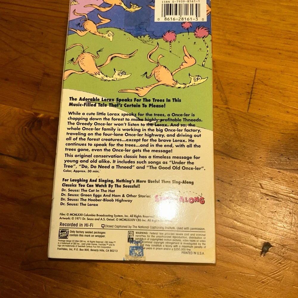 Dr.‎ Seuss The Lorax VHS